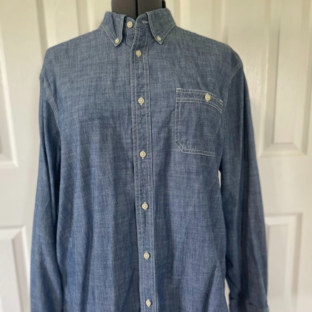 Lands' End Traditional Fit Chambray Work Shirt XL